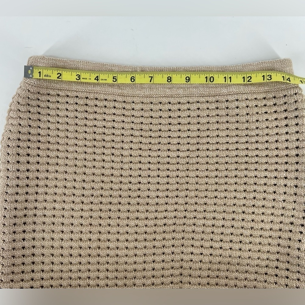 NWT Gianni Bini Tan Crochet Edie Skirt Set Halter Top Natural Midi Skirt L Large - Picture 10 of 15